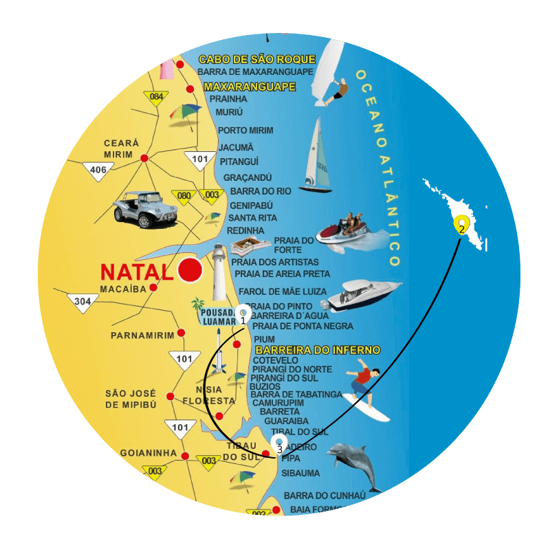 mapa de roteiro de turismo